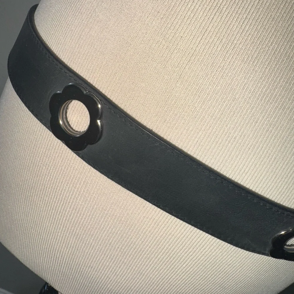 Hipwear leather belt black belt  -flower